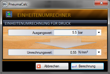 PneumaCalc - unit conversion for pressure