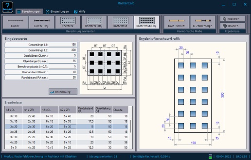 RasterCalc - example of a grid calculation in rectangle with objects